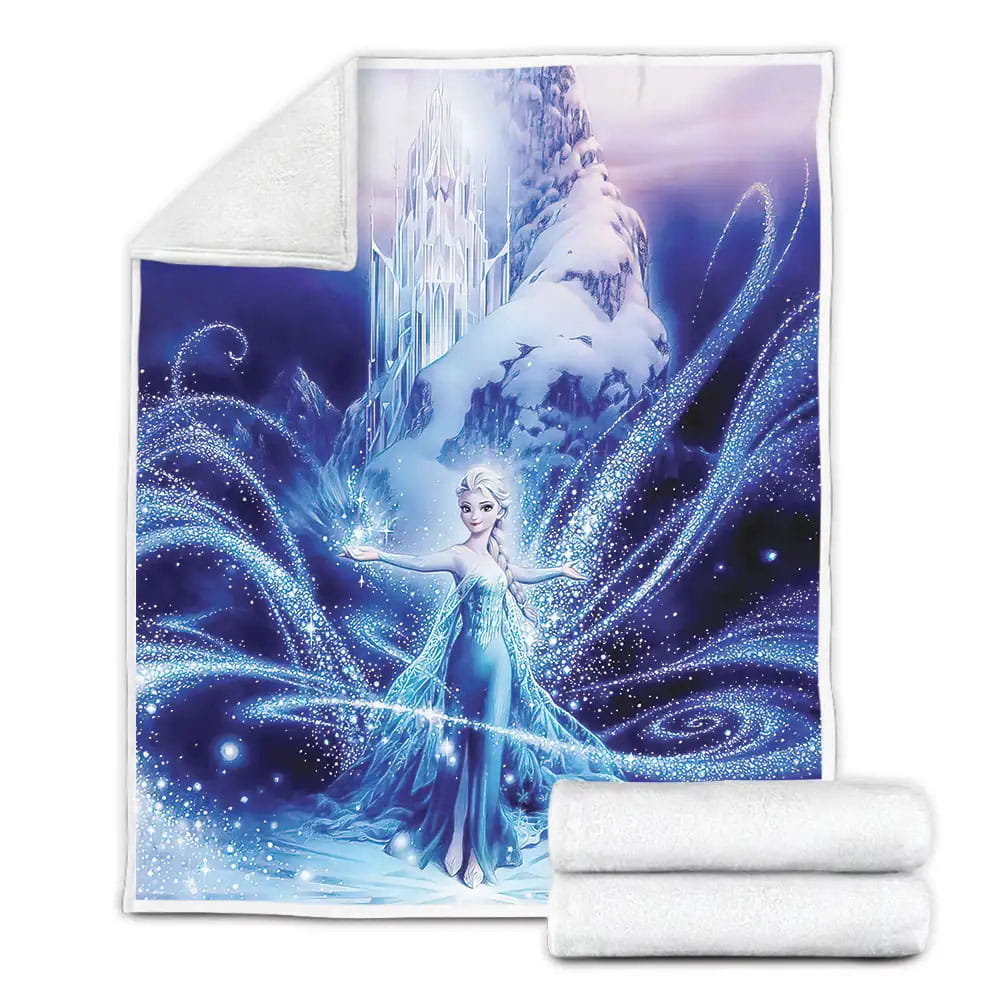 Disney Frozen Elsa Dancing Outside Her Ice Castle Fleece Blanket Gift For Christmas Thanksgiving Halloween