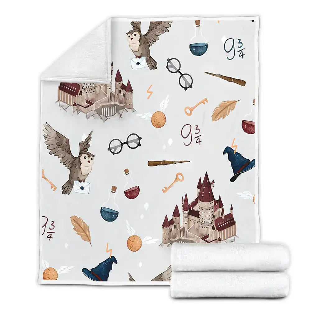 Freshman Harry Potter Wizard Equipment At Hogwarts Fleece Blanket Gift For Christmas Thanksgiving Halloween