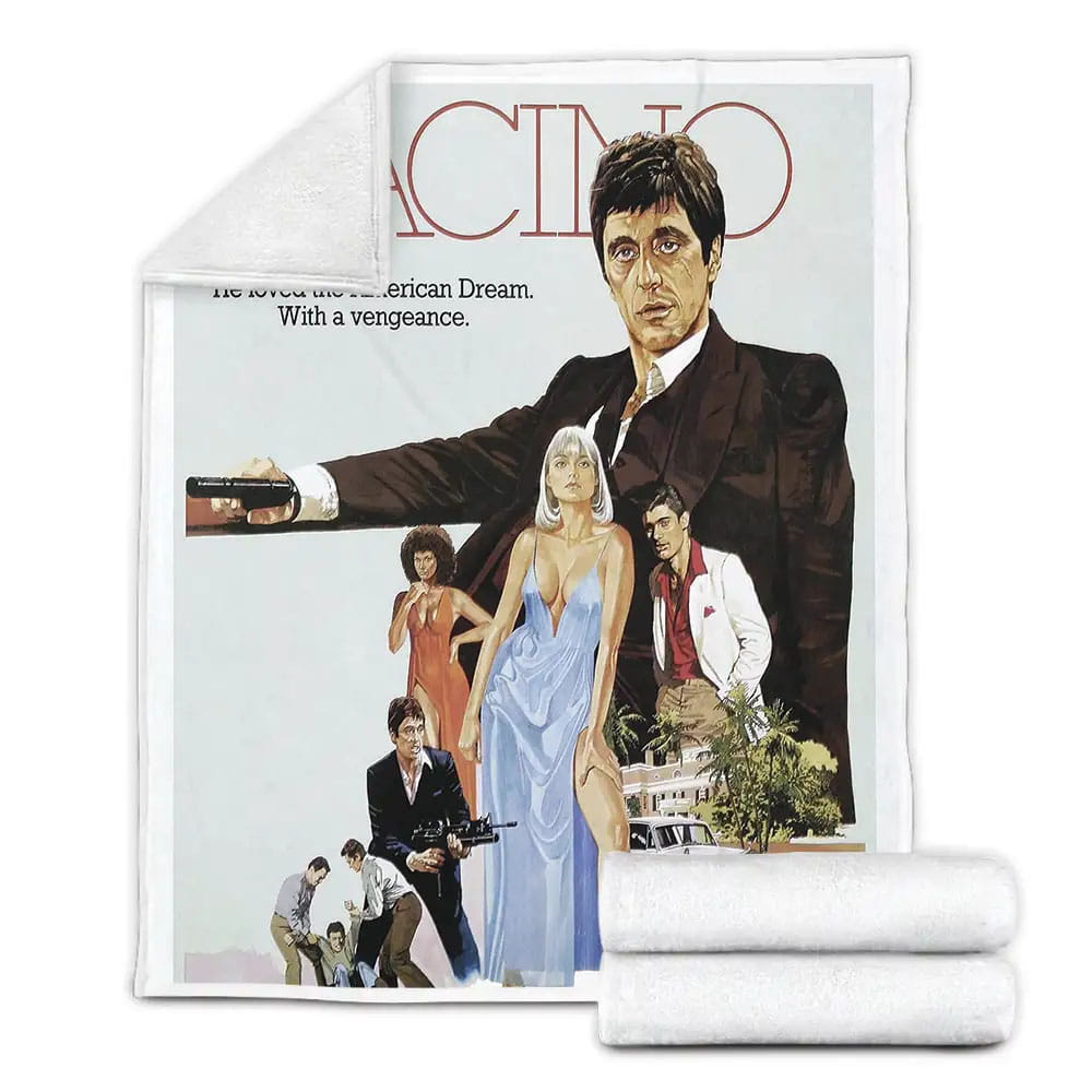 Scarface Vintage Animated Characters Poster Fleece Blanket Gift For Birthday Halloween Christmas Thanksgiving