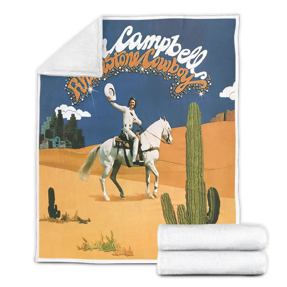 Glen Campbell Rhinestone Cowboy Album Cover Fleece Blanket Gift For Birthday Halloween Christmas Thanksgiving