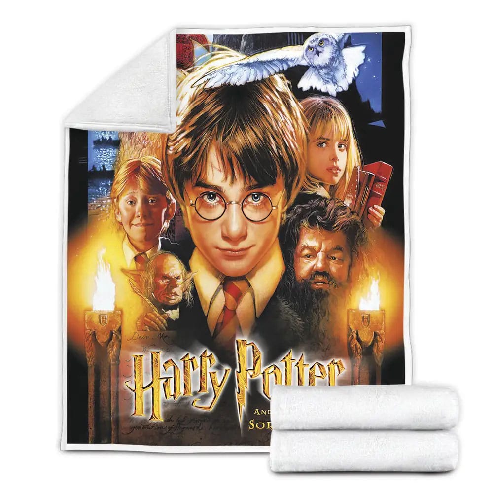 Harry Potter And The Sorcerers Stone Movie Poster Fleece Blanket Gift For Christmas Thanksgiving Halloween