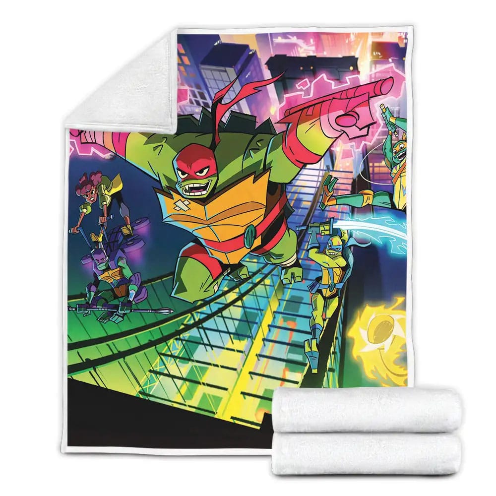 Rise Of Teenage Mutant Ninja Turtles City Showdown Fleece Blanket Gift For Christmas Thanksgiving Halloween