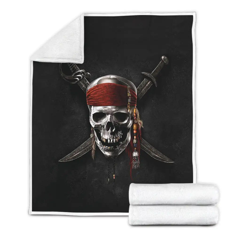 Pirates Of The Caribbean Movie Dead Skull 3D Fleece Blanket Gift For Birthday Halloween Christmas Thanksgiving