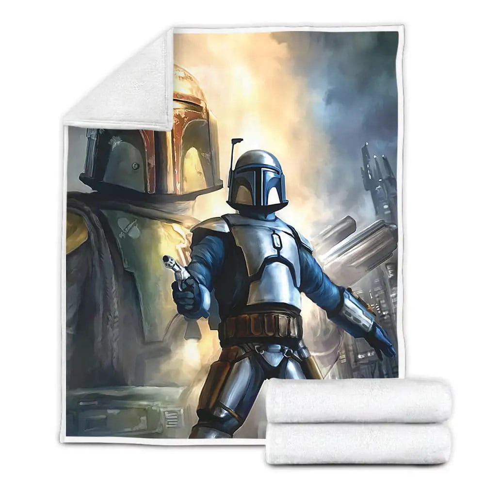 Star Wars Boba Fett And Jango Fett Digital Painting Fleece Blanket Gift For Christmas Thanksgiving Halloween