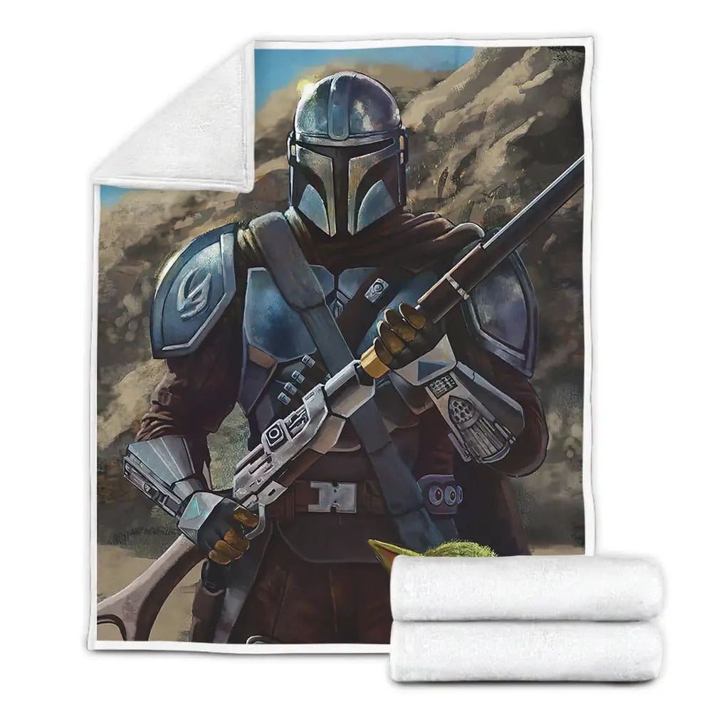 The Mandalorian 2019 The Mandalorian And Baby Yoda Digital Artwork Fleece Blanket Gift For Wife Husband Besties