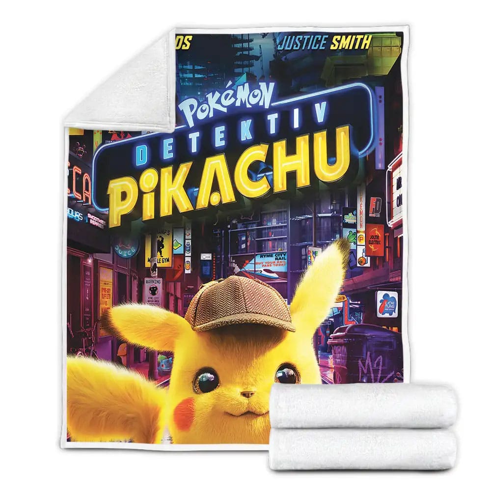 Pok?mon Detective Pikachu Movie Simle Poster Fleece Blanket Gift For Birthday Halloween Christmas Thanksgiving