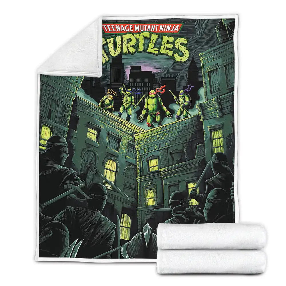 Teenage Mutant Ninja Turtles The Movie 1990 Movei Poster Fanart Fleece Blanket Gift For Wife Husband Besties