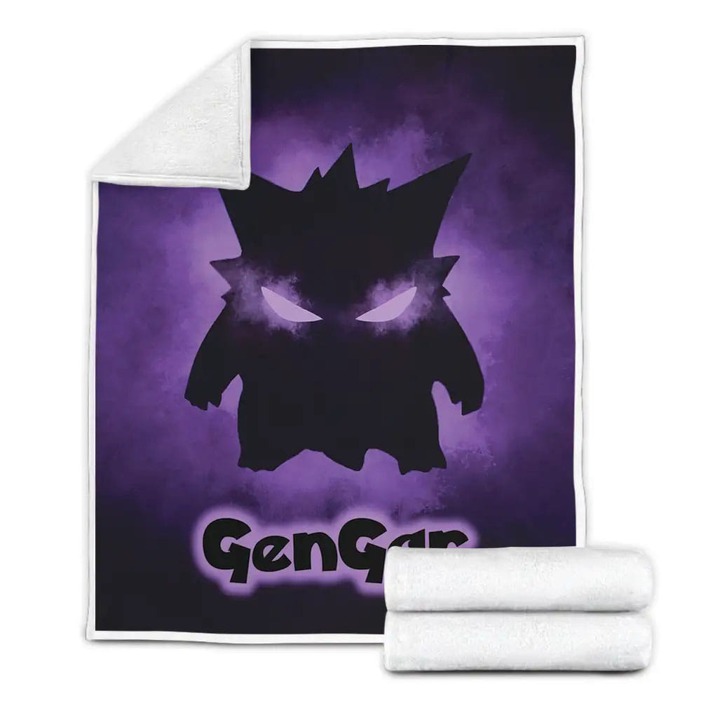 Petmytshirt Pokemon Gengars Silhouette In The Dark Fleece Blanket Gift For Christmas Thanksgiving Halloween