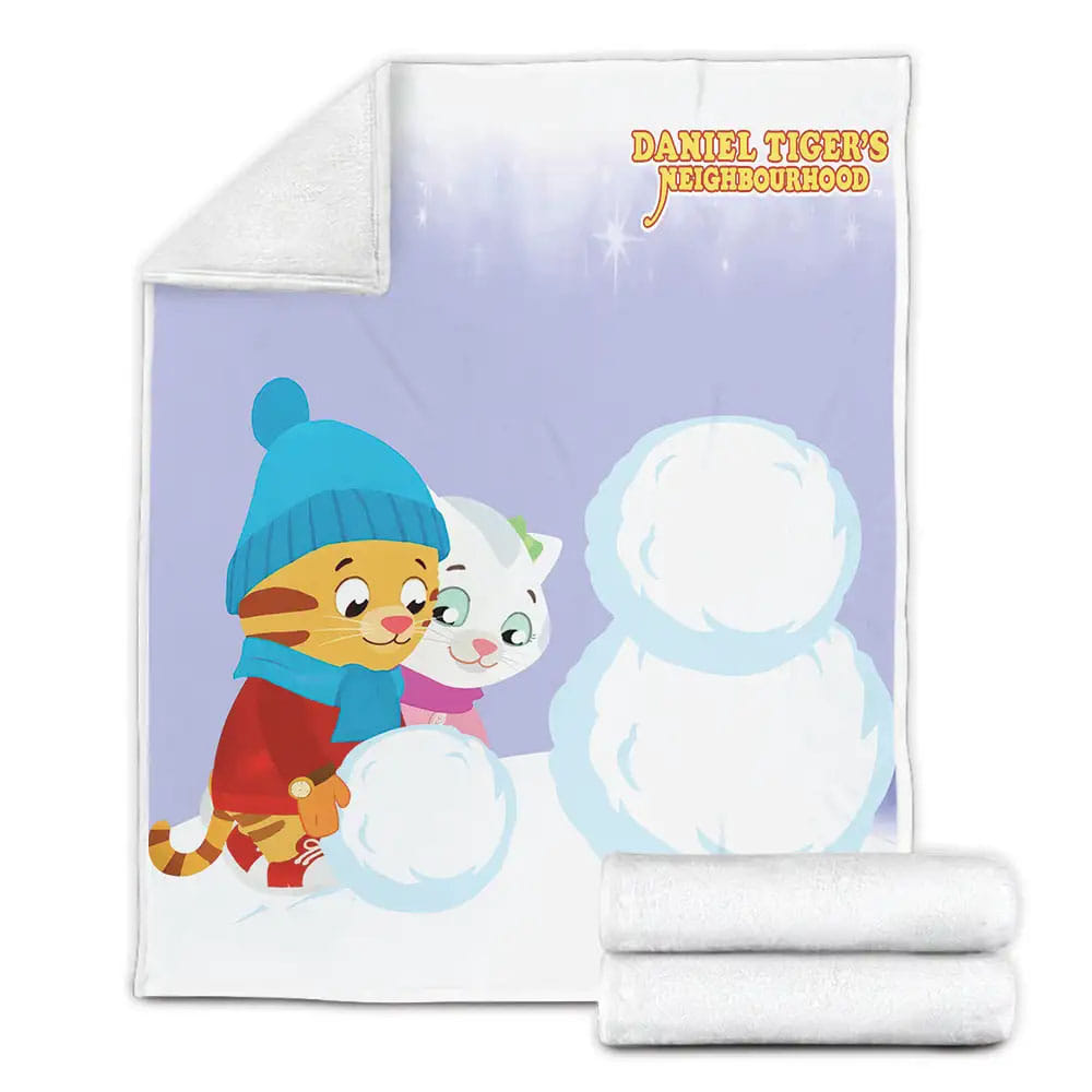 Daniel Tiger And Katerina Kittycat Building Snowman Fleece Blanket Gift For Christmas Thanksgiving Halloween