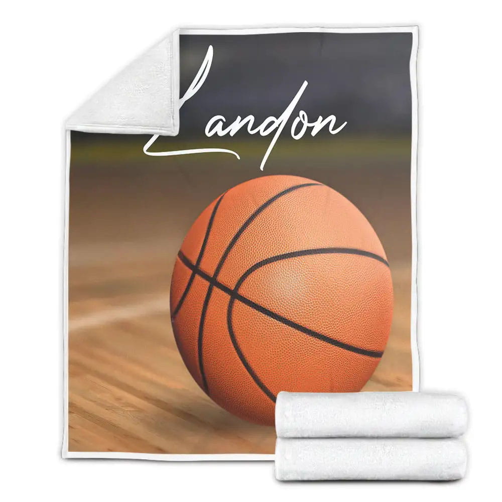 Basketball 3D Realistic Basketball Ball Custom Name Fleece Blanket Gift For Christmas Thanksgiving Halloween