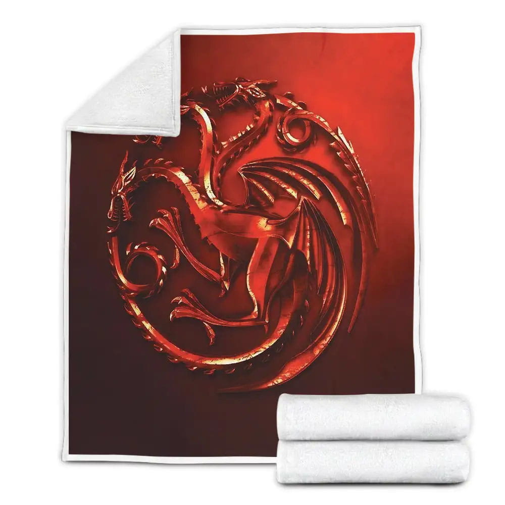 Game Of Thrones House Targaryen Sigil In Red Fleece Blanket Gift For Birthday Halloween Christmas Thanksgiving