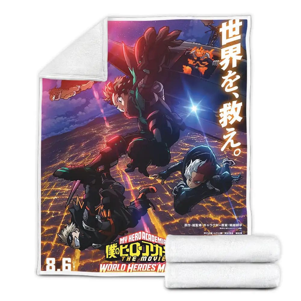 My Hero Academia World Heroes Mission 2021 Fleece Blanket Gift For Birthday Halloween Christmas Thanksgiving