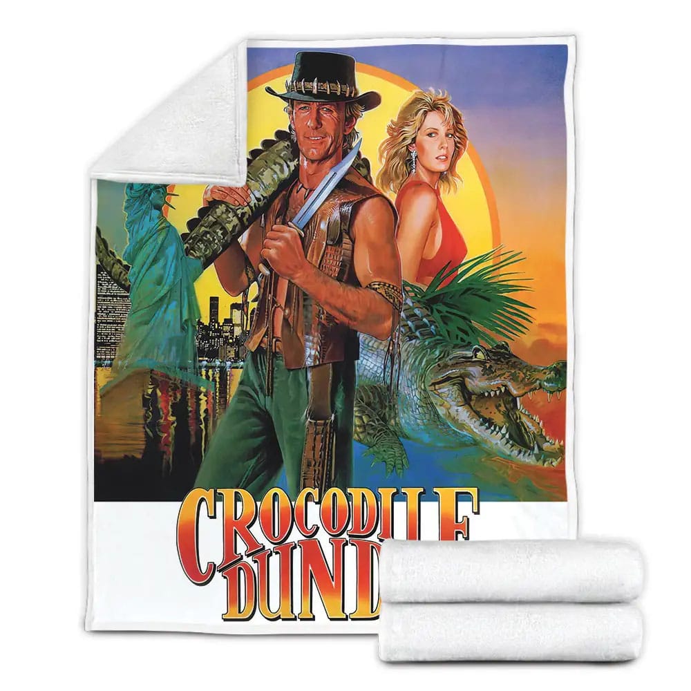 Crocodile Dundee 1986 Poster Movie Posters Fleece Blanket Gift For Birthday Halloween Christmas Thanksgiving