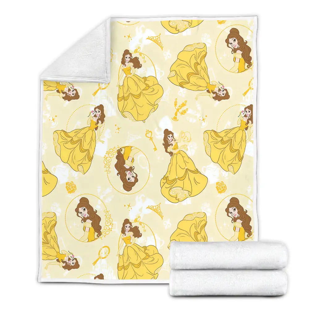 Disney Princess Belle Multiple Belle Pattern Fleece Blanket Gift For Birthday Halloween Christmas Thanksgiving