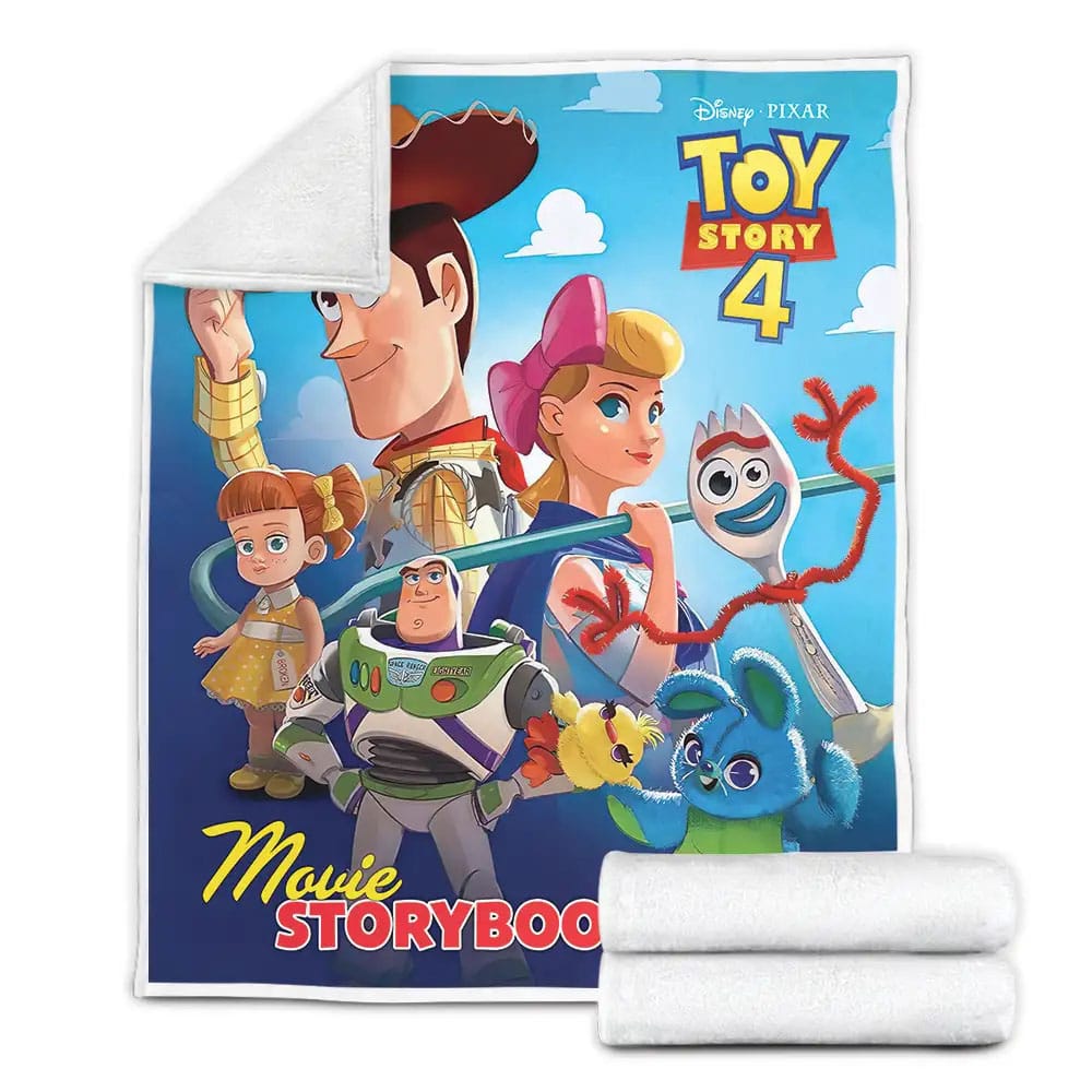Walt Disney Toy Story 4 Movie Storybook Cover Fleece Blanket Gift For Birthday Halloween Christmas Thanksgiving