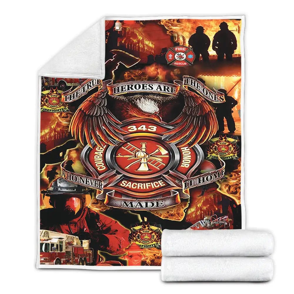 Firefighter Logo 343 Courage Sacrifice Honor Fleece Blanket Gift For Birthday Halloween Christmas Thanksgiving
