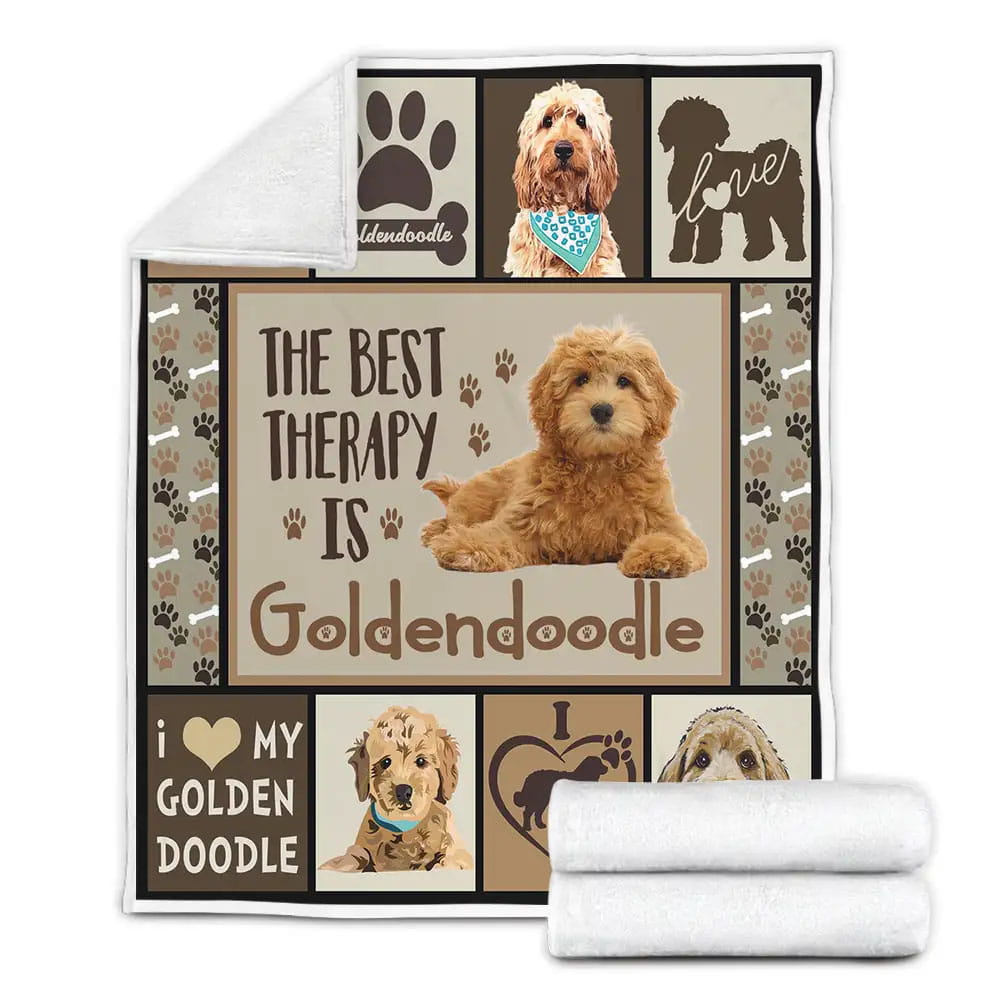 Goldendoodle The Best Therapy Is Goldendoodle Fleece Blanket Gift For Birthday Halloween Christmas Thanksgiving
