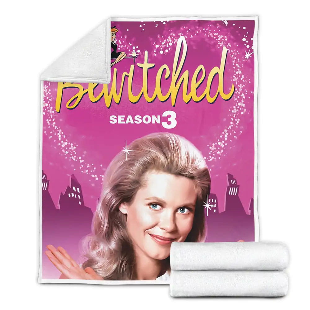 Bewitched 1964-1972 Season 3 Poster Fanarts Fleece Blanket Gift For Birthday Halloween Christmas Thanksgiving