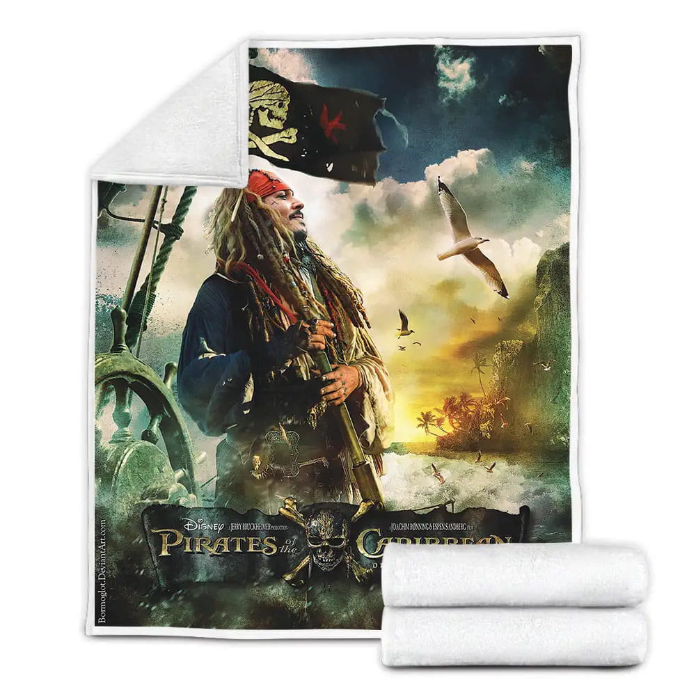 Pirates Of The Caribbean Captain Jack Sparrow Poster Fleece Blanket Gift For Christmas Thanksgiving Halloween