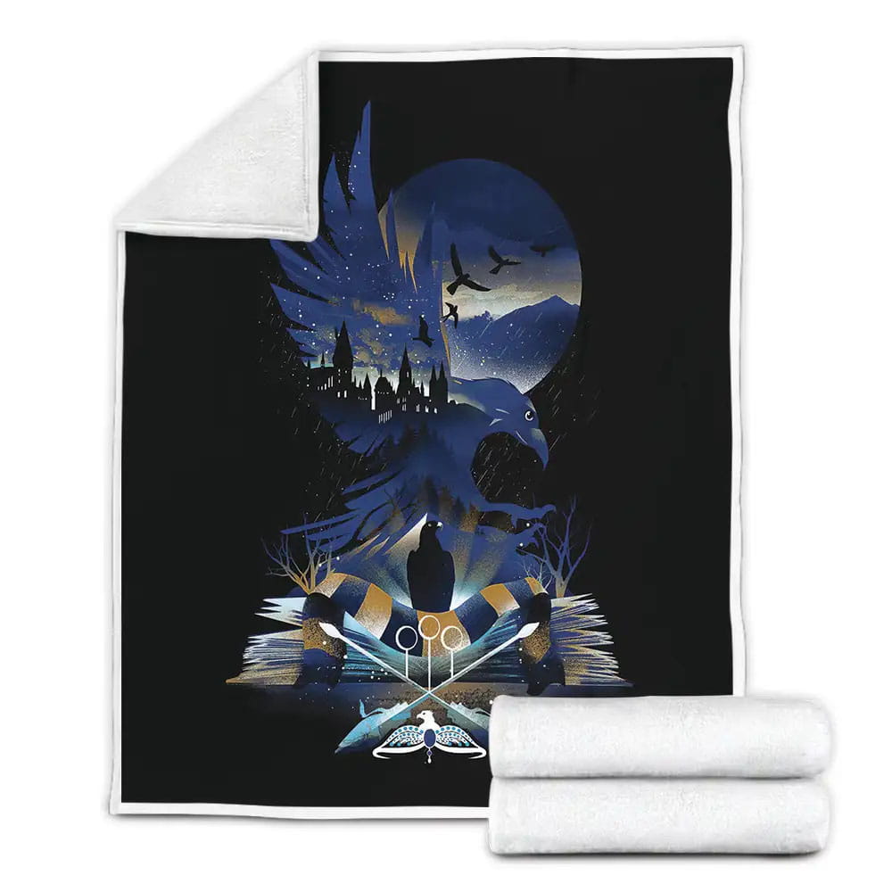 Harry Potter Ravenclaw House In Hogwarts Illustration Fleece Blanket Gift For Christmas Thanksgiving Halloween