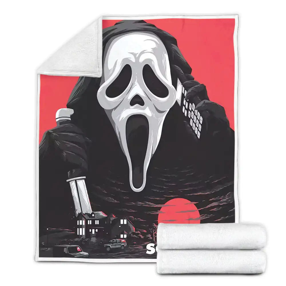 Ghostface Art Painting In Scream Movie Posters Fleece Blanket Gift For Birthday Halloween Christmas Thanksgiving
