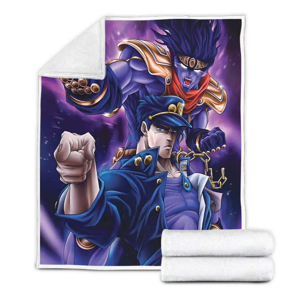Jojo Bizarre Adventure Jotaro Kujo Iconic Pose Fleece Blanket Gift For Birthday Halloween Christmas Thanksgiving