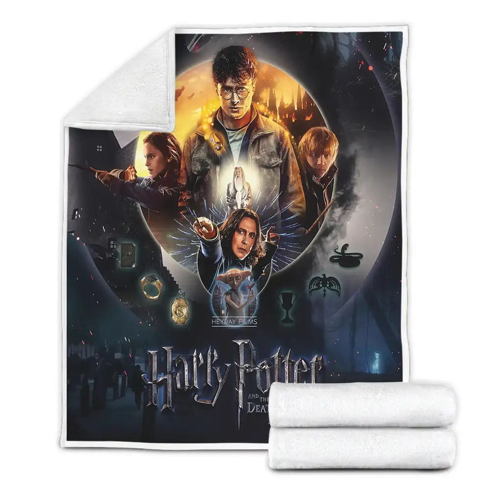 Harry Potter And The Deathly Hallows Film Poster Fleece Blanket Gift For Birthday Halloween Christmas Thanksgiving