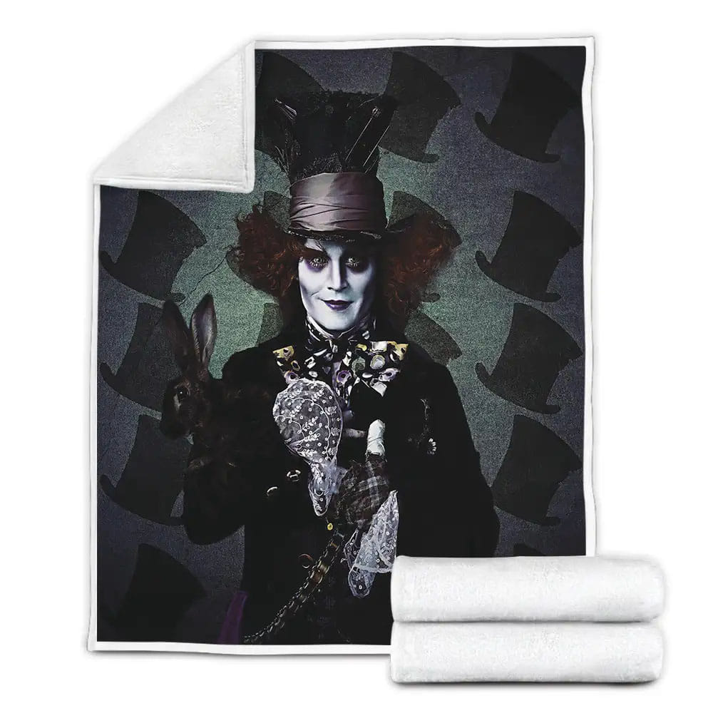 Alice In Wonderland I 2010 Magician Movie Poster Fleece Blanket Gift For Christmas Thanksgiving Halloween