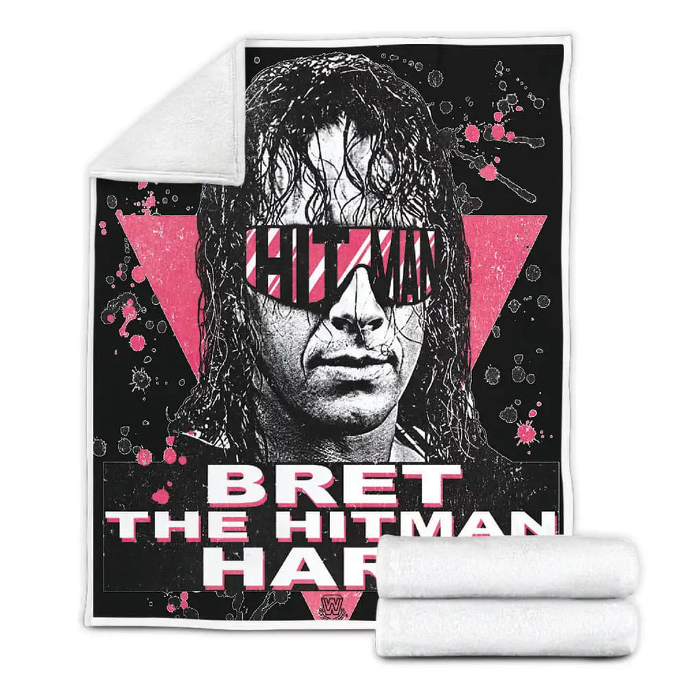 Bret The Hitman Hart With Super Cool Glasses Painting Fleece Blanket Gift For Christmas Thanksgiving Halloween