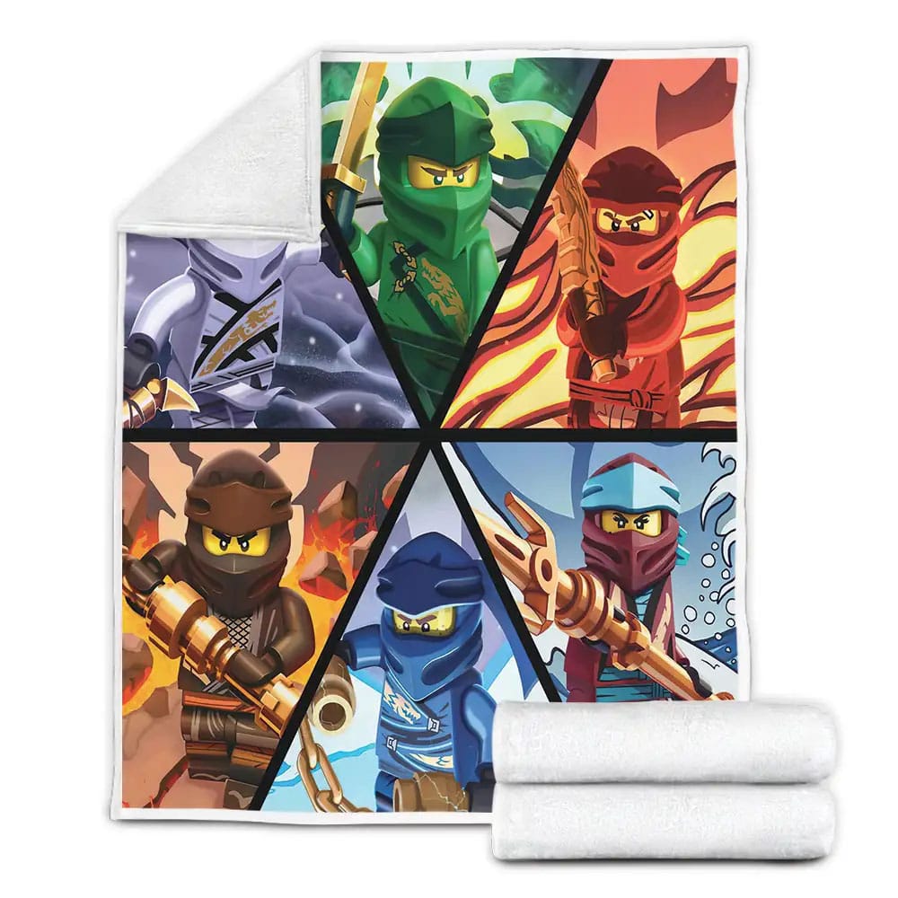 Ninjago Six Elemental Masters In One Digital Painting Fleece Blanket Gift For Christmas Thanksgiving Halloween