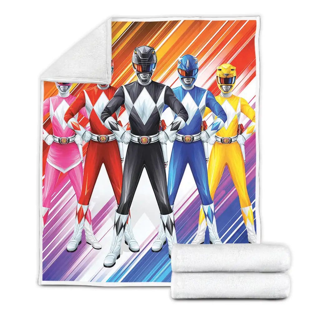 Power Rangers Illustration with Mighty Morphine Theme Fleece Blanket Gift For Christmas Thanksgiving Halloween