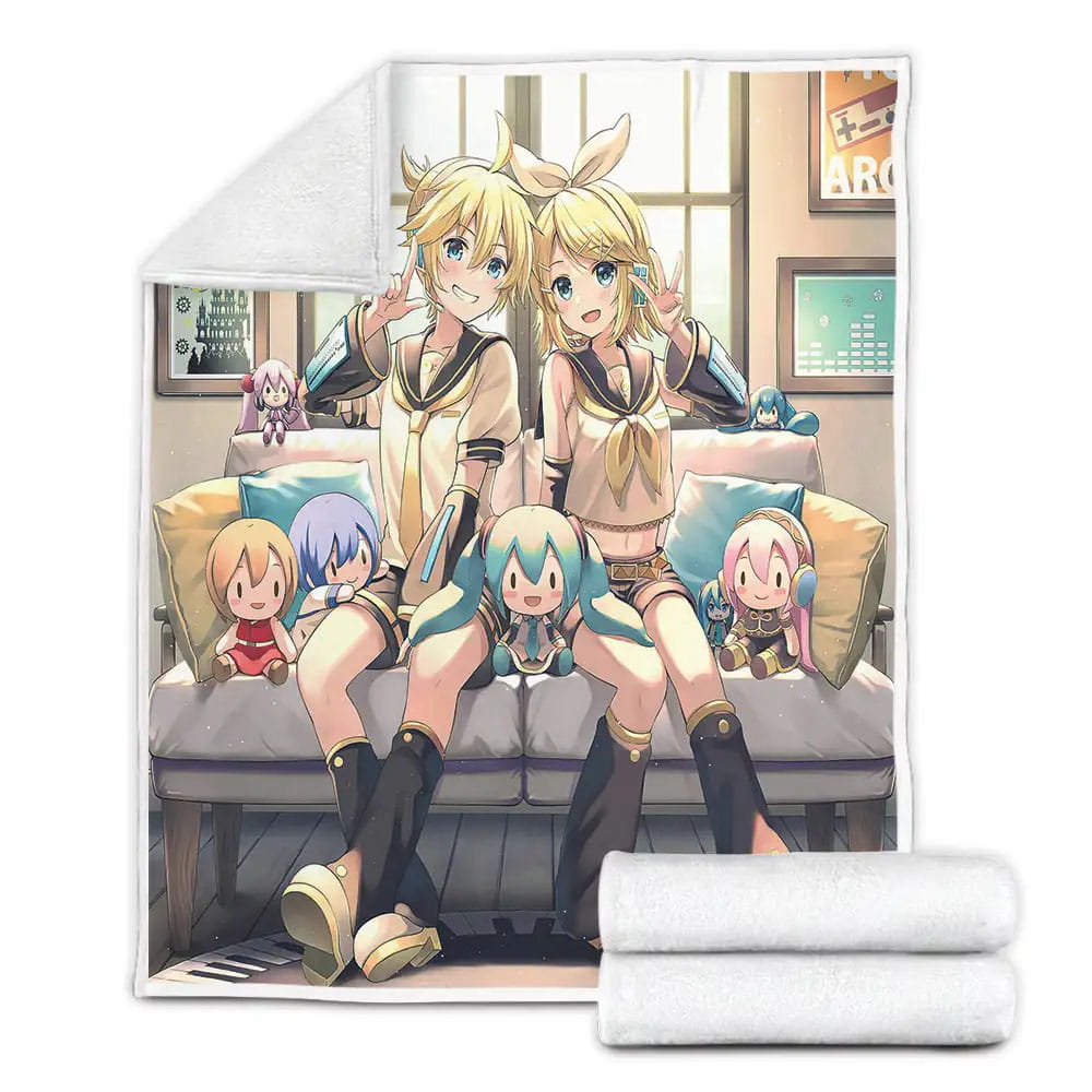 Kagamine Rin And Kagamine With Vocaloid Dolls Len Fleece Blanket Gift For Birthday Halloween Christmas Thanksgiving