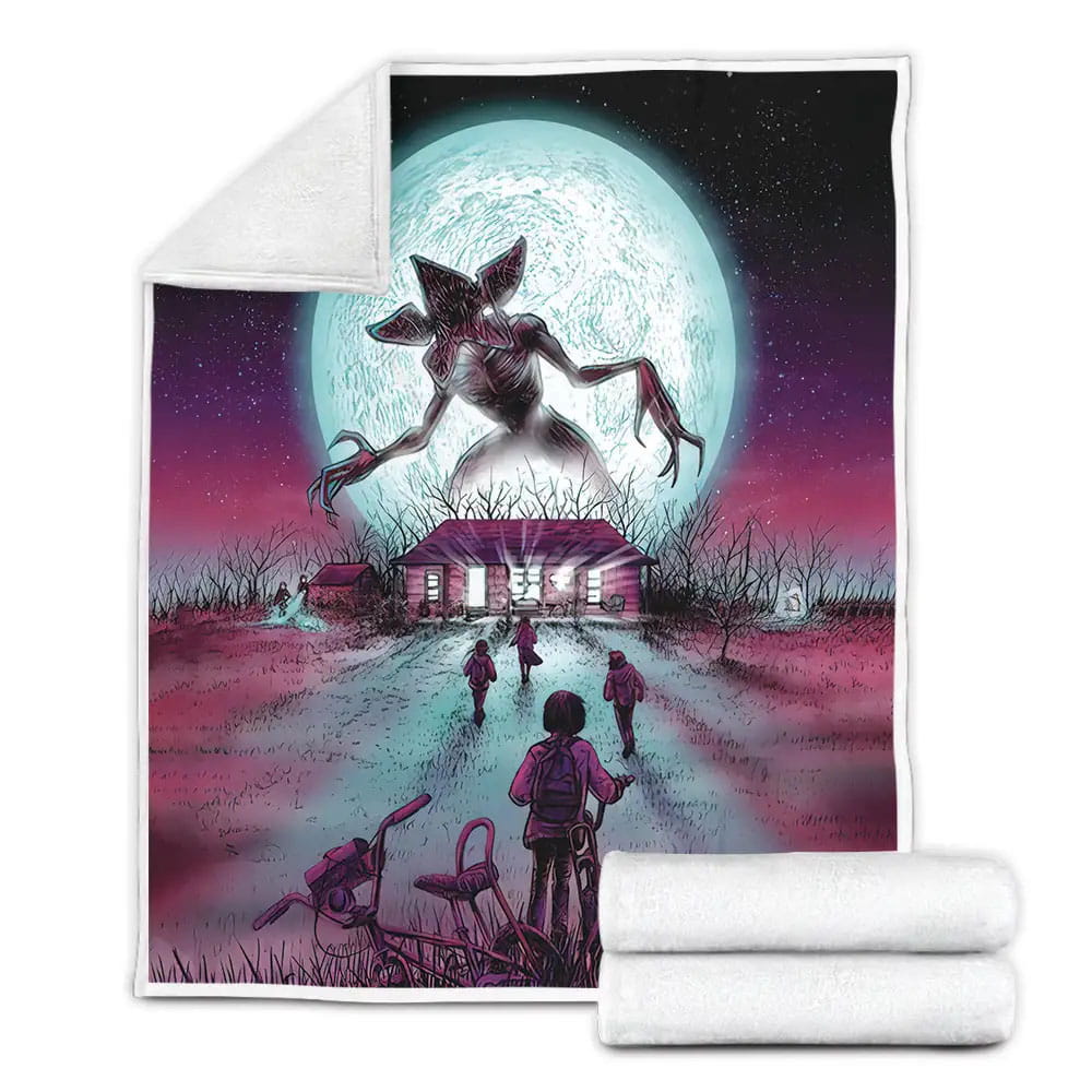 Stranger Things The Party Go Into Demogorgon Woodhouse Fleece Blanket Gift For Christmas Thanksgiving Halloween