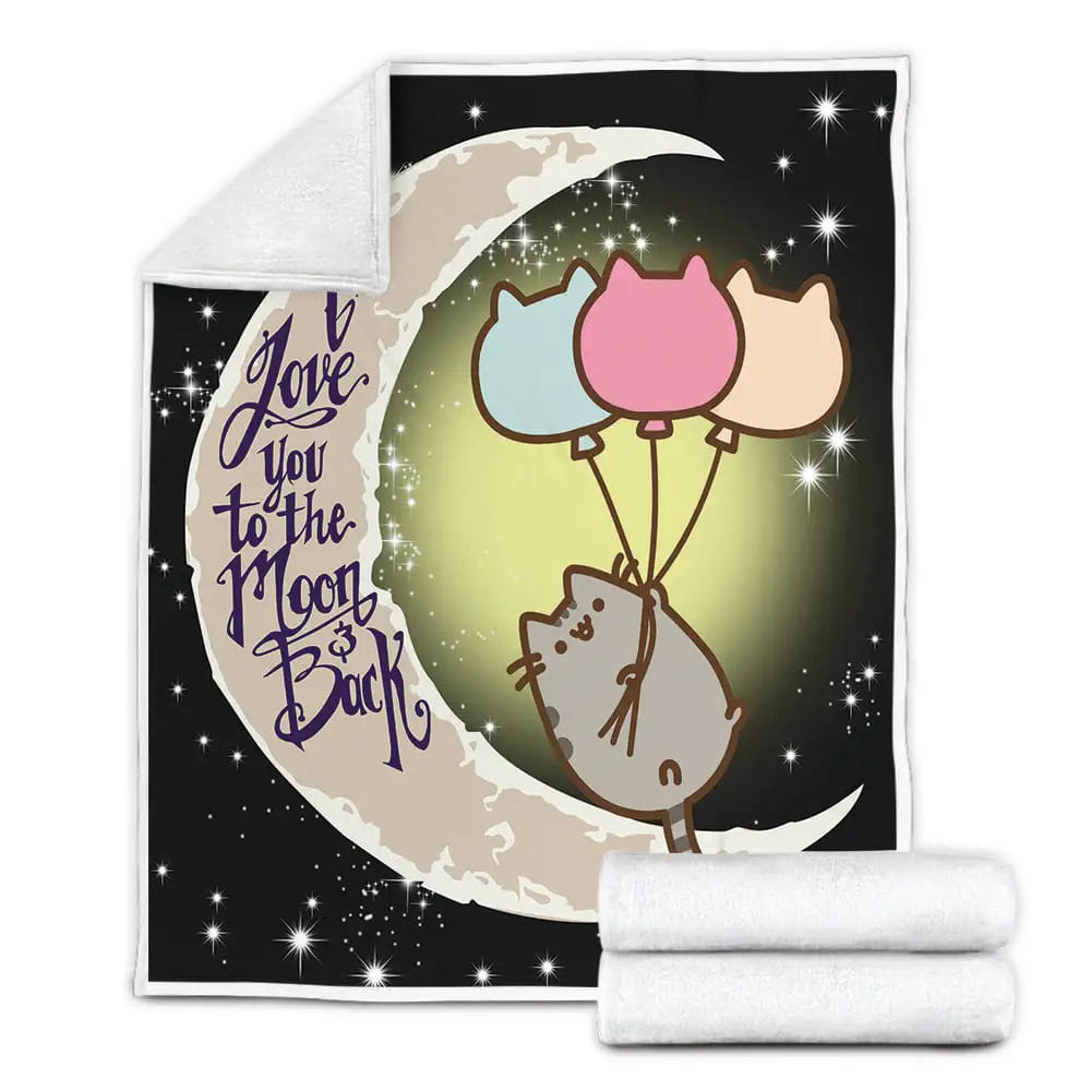 I Love You To The Moon And Back Pusheen The Cat Fleece Blanket Gift For Birthday Halloween Christmas Thanksgiving