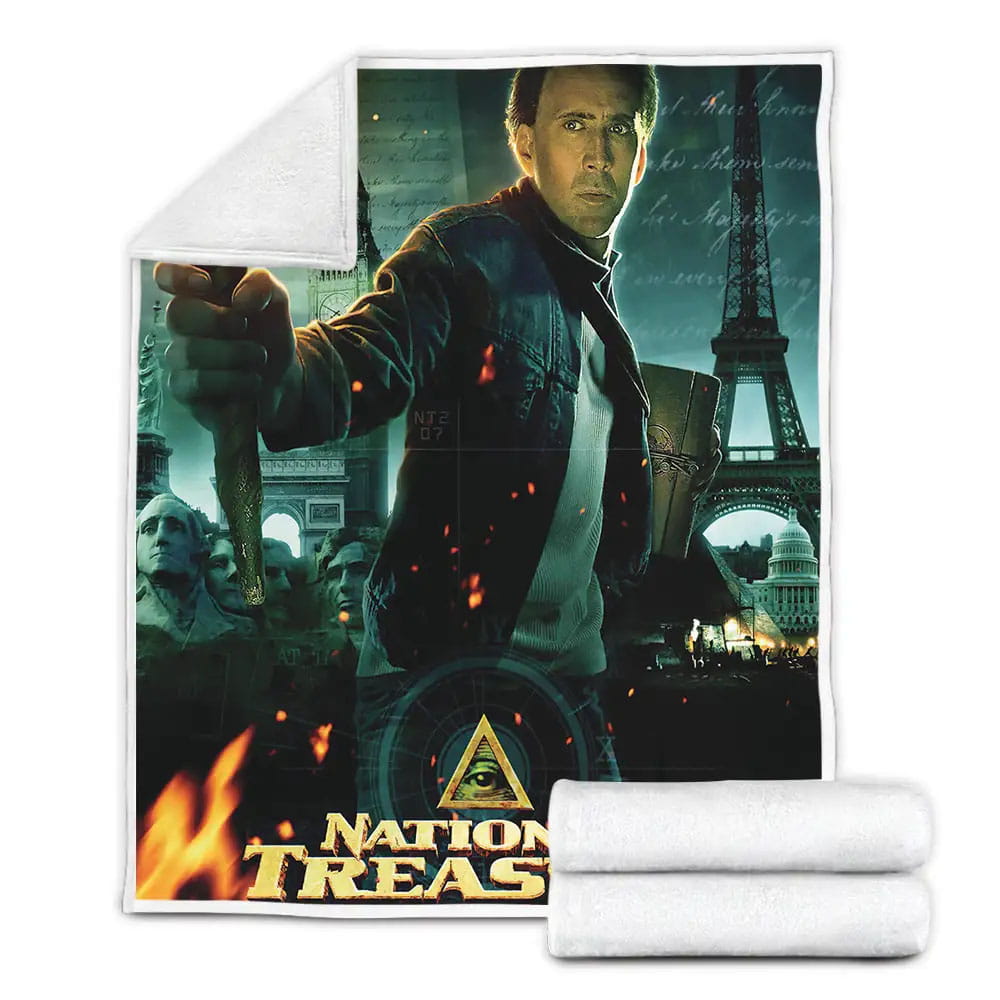 National Treasure Benjamin Franklin Gates Poster Fleece Blanket Gift For Birthday Halloween Christmas Thanksgiving