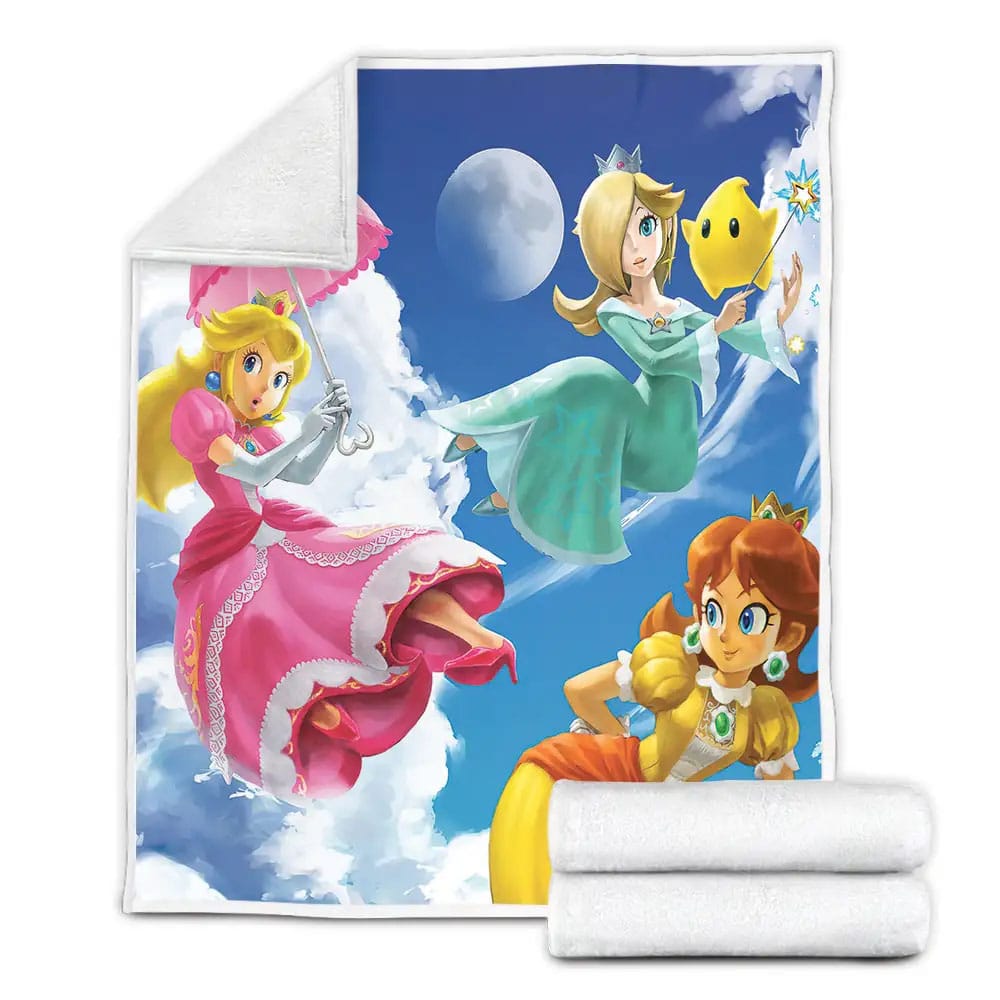 Three Princesses In Super Mario Digital Painting Fleece Blanket Gift For Birthday Halloween Christmas Thanksgiving