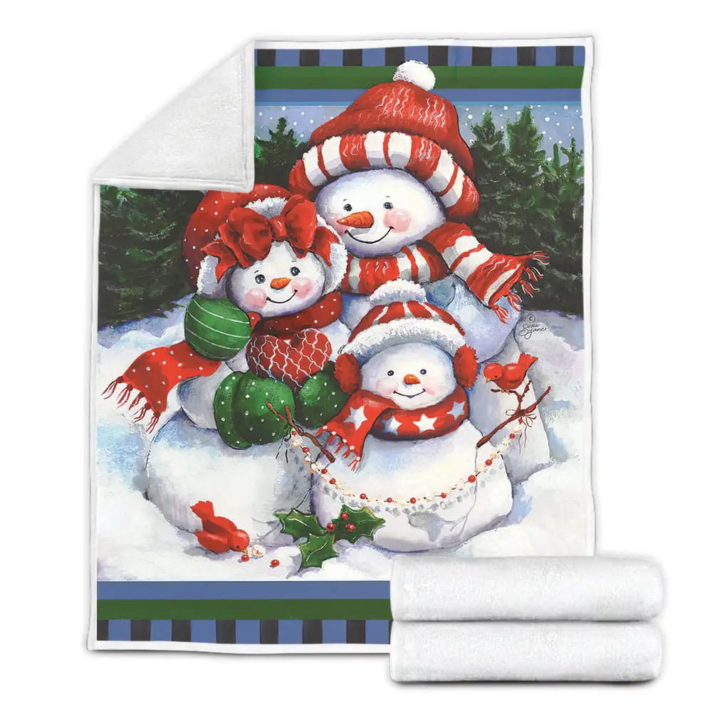 Christmas Lovely Snowman Family Perfect Gifts For Snowman Lover Gifts Fleece Blanket Gift For Wife Husband Besties
