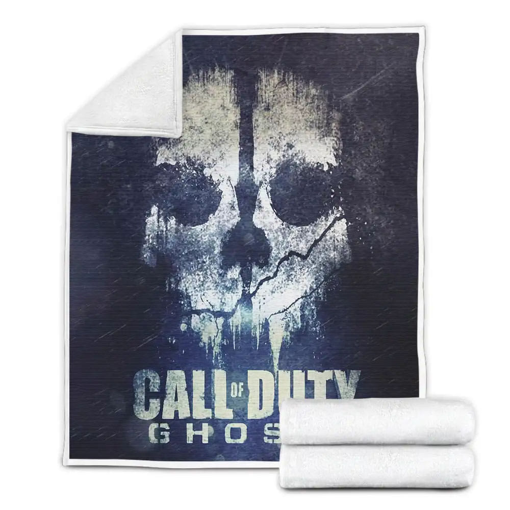 Call Of Duty Cod Ghost Melting Drawing Of Skull Fleece Blanket Gift For Birthday Halloween Christmas Thanksgiving
