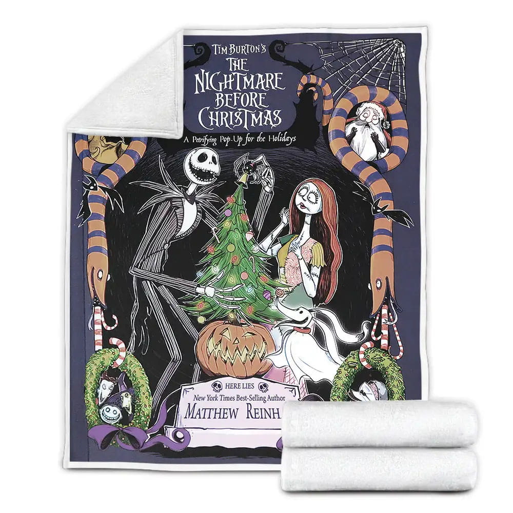 The Nightmare Before Christmas Jack Andamp Sally Preparing For Christmas Fleece Blanket Gift For Wife Husband Besties