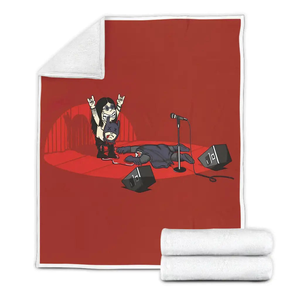 Ozzy Osbourne Performing On Stage Cartoon Drawing Fleece Blanket Gift For Birthday Halloween Christmas Thanksgiving