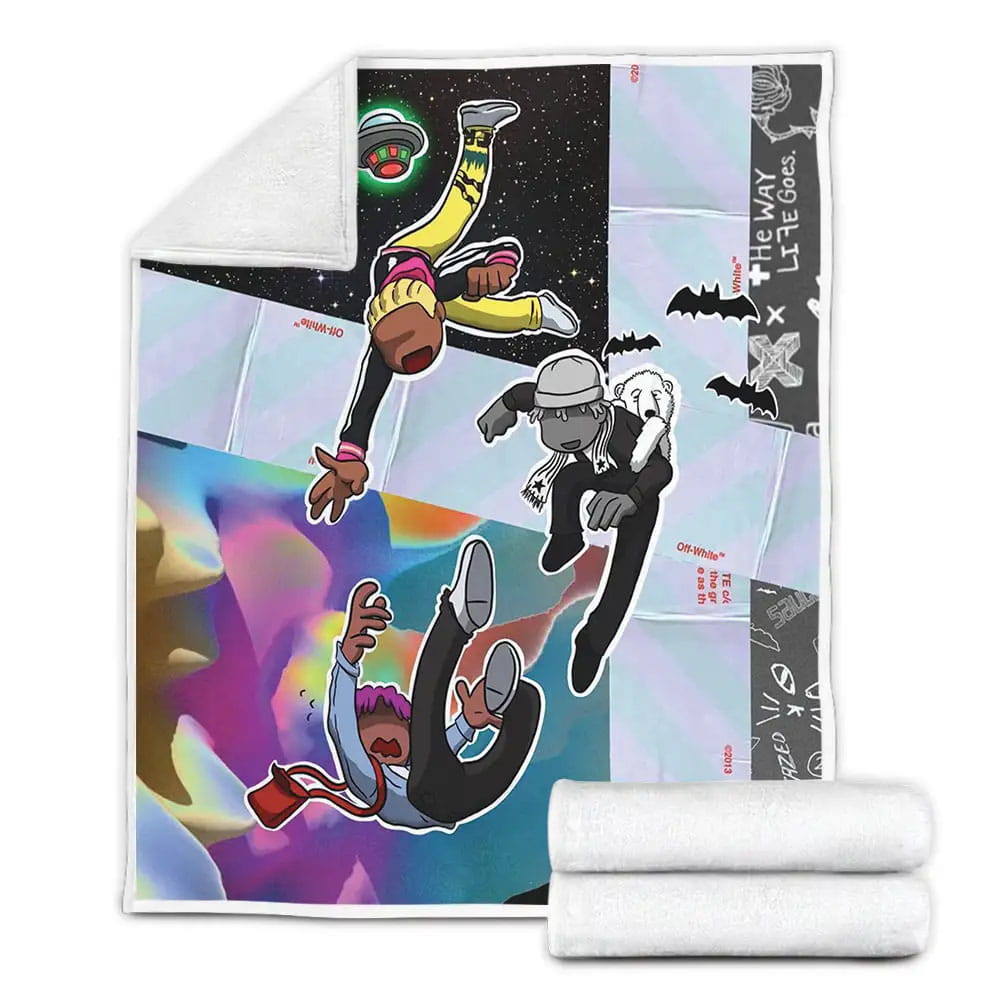 Lil Uzi Vert Cartoon Characters With Album Covers Fleece Blanket Gift For Birthday Halloween Christmas Thanksgiving