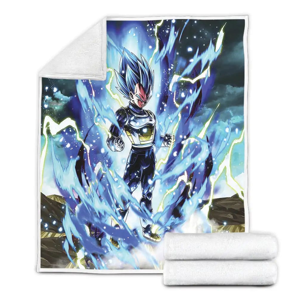 Dragon Ball Vegeta Super Saiyan Blue Powerful Ki Fleece Blanket Gift For Birthday Halloween Christmas Thanksgiving