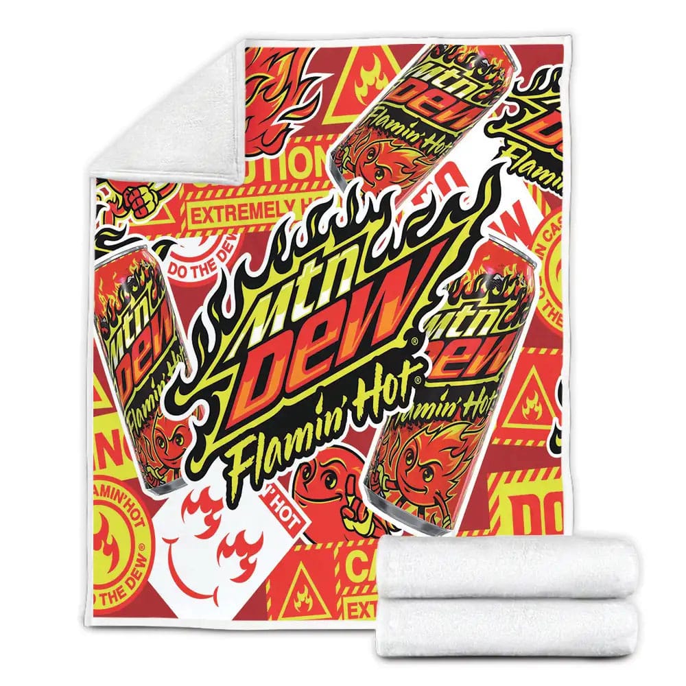 Cheetos And Mountain Dew Flaming Hot Collaboration Fleece Blanket Gift For Birthday Halloween Christmas Thanksgiving