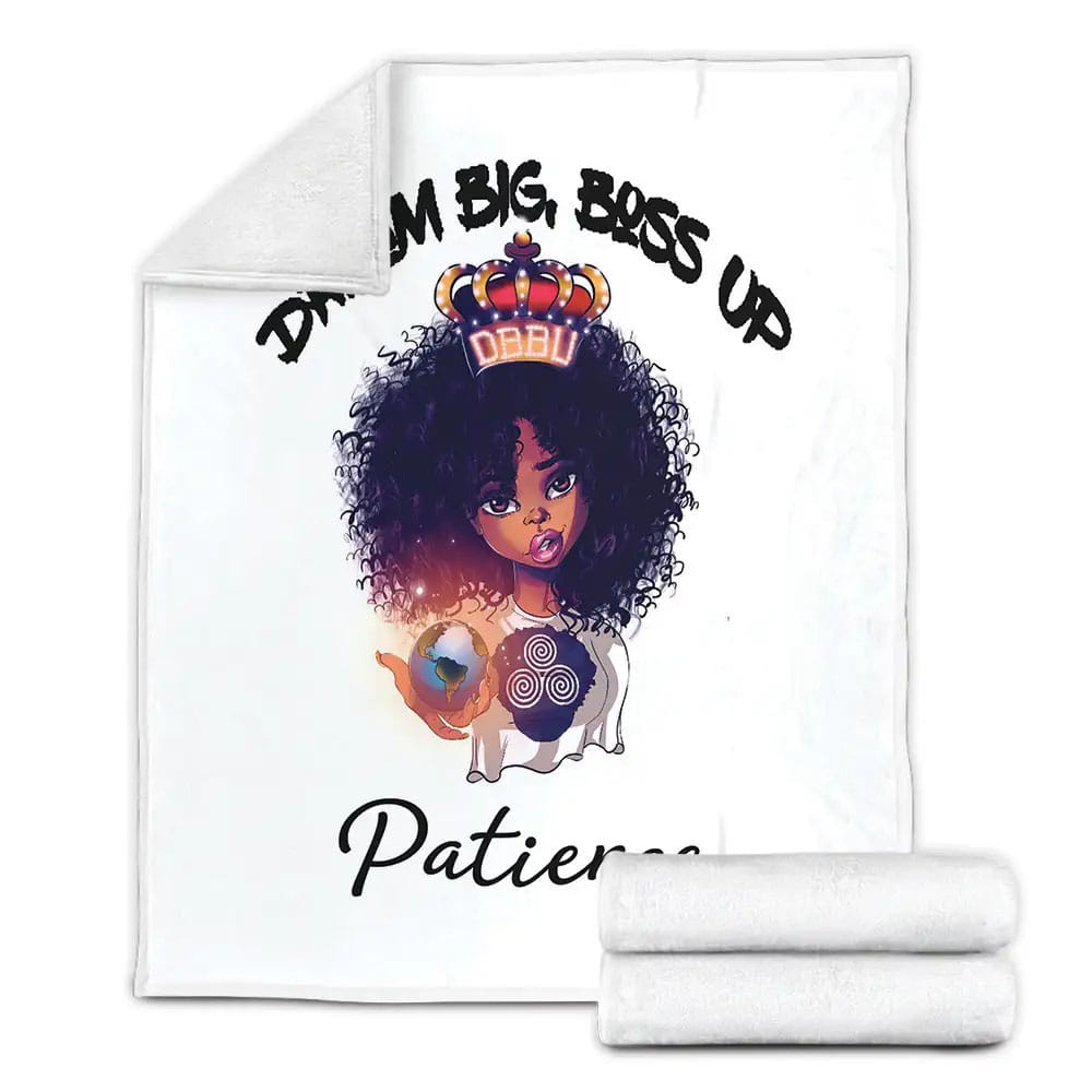 African American Black Girl Dream Big Custom Name Fleece Blanket Gift For Birthday Halloween Christmas Thanksgiving
