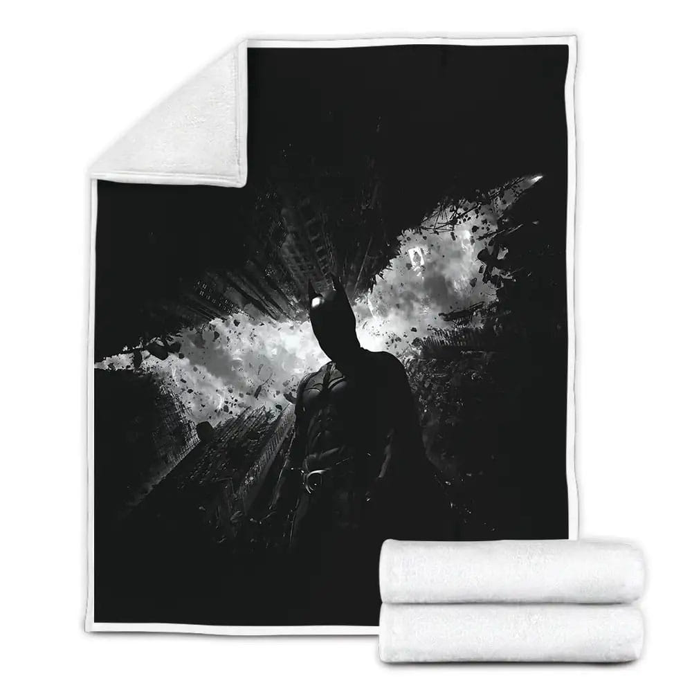 Batman The Dark Knight Rises Black And White Poster Fleece Blanket Gift For Birthday Halloween Christmas Thanksgiving