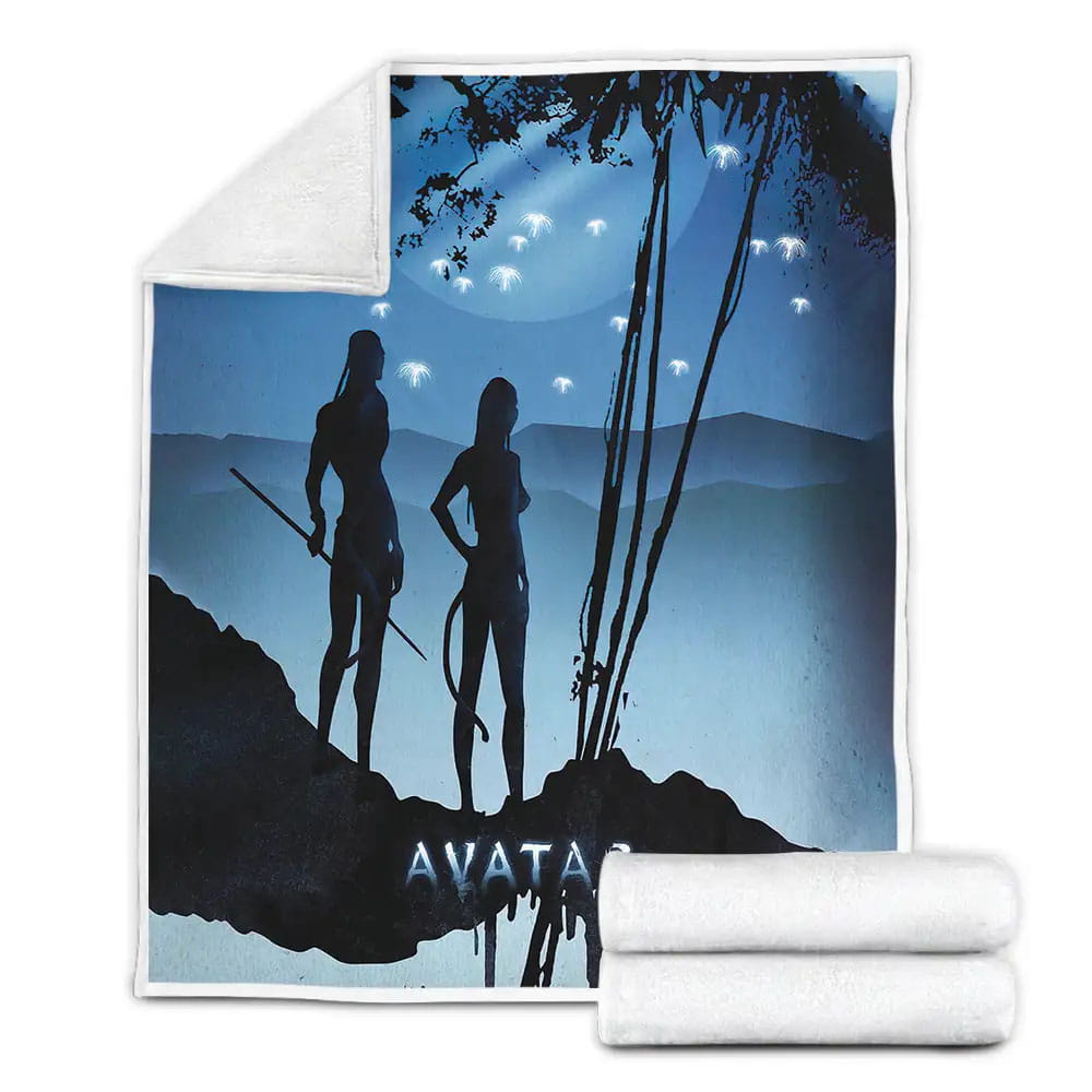 Avatar Neytiri And Jake Sully Silhouettes Artwork Fleece Blanket Gift For Birthday Halloween Christmas Thanksgiving