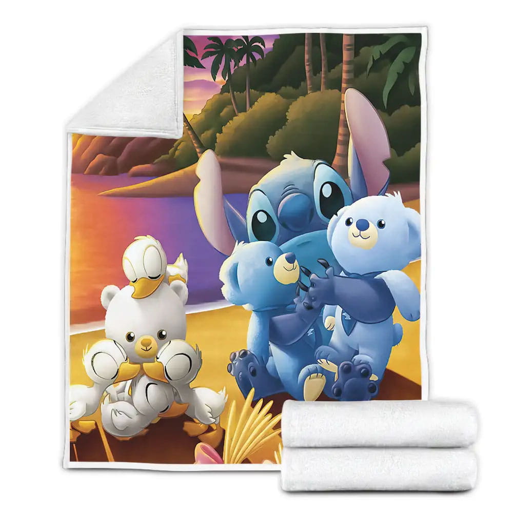 Lilo And Stitch Stitch Hugging Teddy Bear Ailiens Fleece Blanket Gift For Birthday Halloween Christmas Thanksgiving