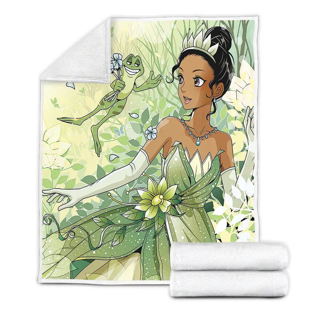 Disney Princess Tiana And The Frog In Anime Style Fleece Blanket Gift For Birthday Halloween Christmas Thanksgiving