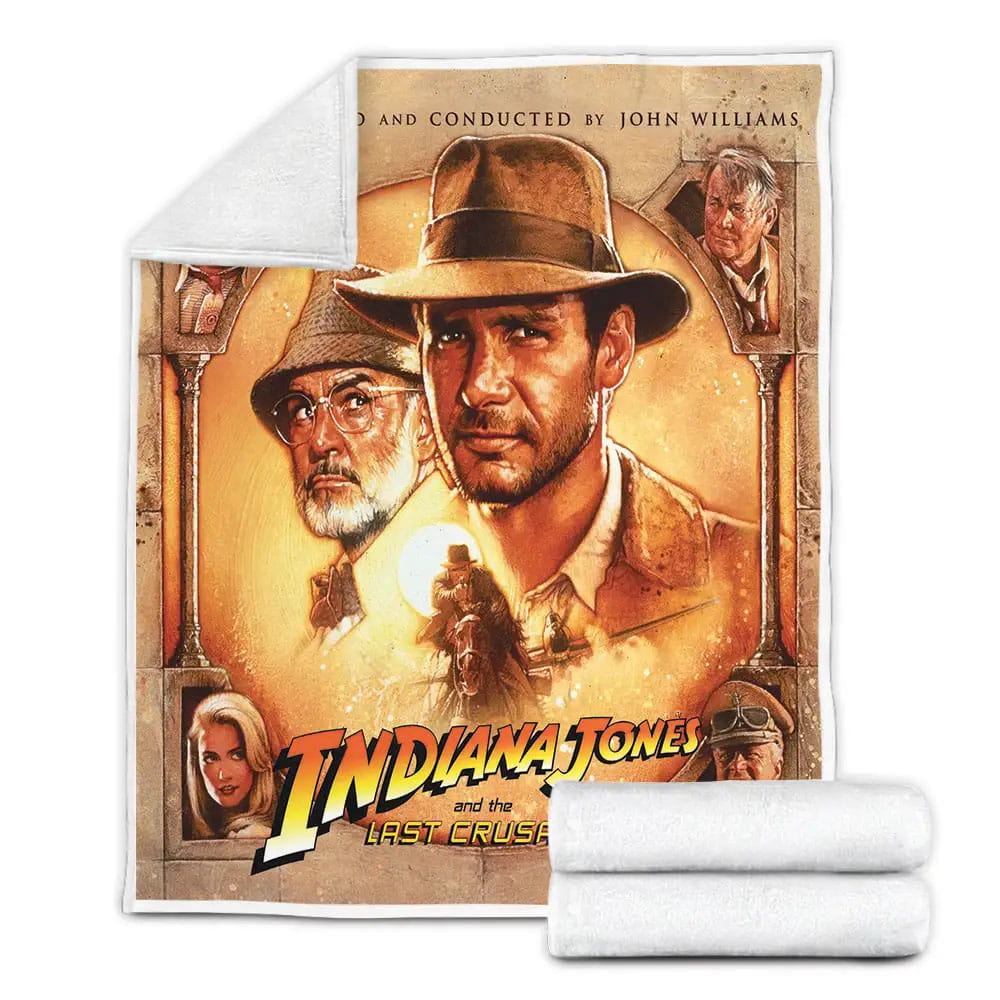 Indiana Jones And The Last Crusade Movie Poster 6 Fleece Blanket Gift For Birthday Halloween Christmas Thanksgiving