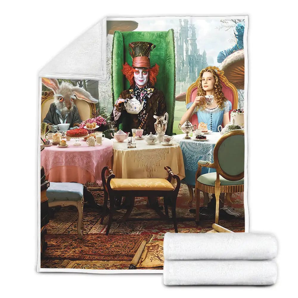 Alice In Wonderland I 2010 Treat Movie Poster Fleece Blanket Gift For Birthday Halloween Christmas Thanksgiving
